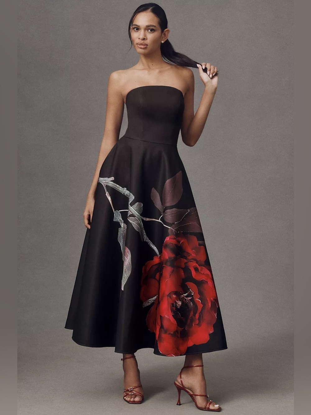 Mac Duggal Strapless Fit & Flare Midi Dress